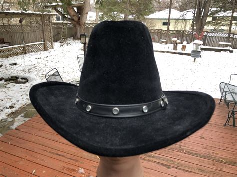 Vintage Bailey Cowboy Western Hat Black Wool Felt High Crown Etsy