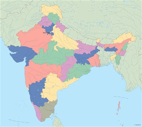 India Mapa Politico En Illustrator Netmaps Mapas De España Y Del Mundo