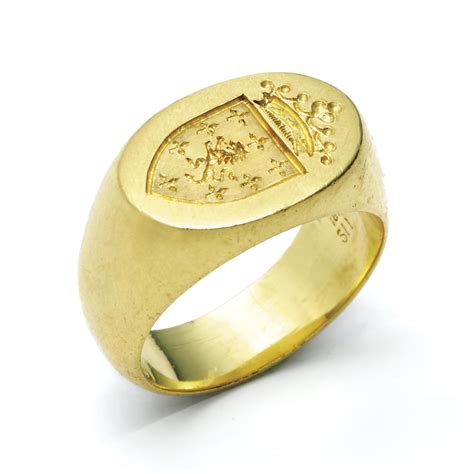 18 Karat Gold Ashley Oval Signet Ring With Custom Designed Hand