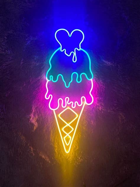 Ice Cream Dripping Ice Cream Neon Signs Custom Neon Sign Etsy Neon