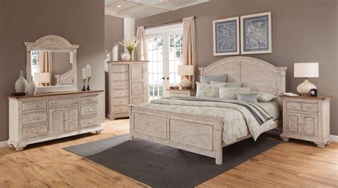 Cottage Traditions Arched Panel Bedroom Set Crackled White American