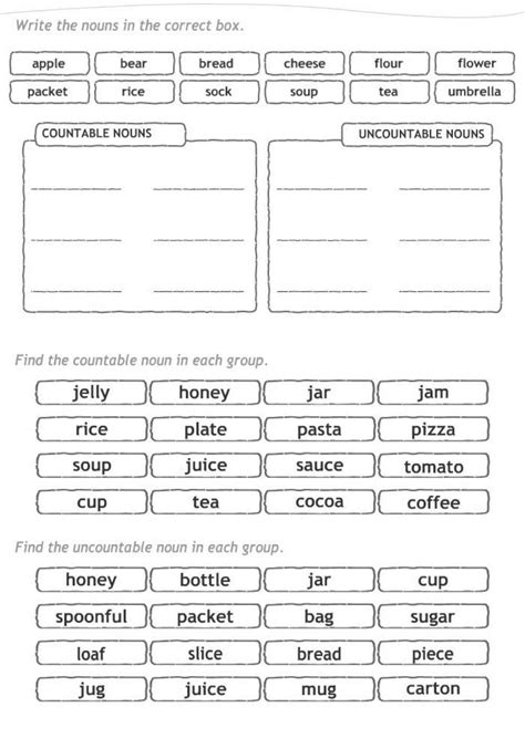 Countables And Uncountables Interactive Worksheet Live Worksheets