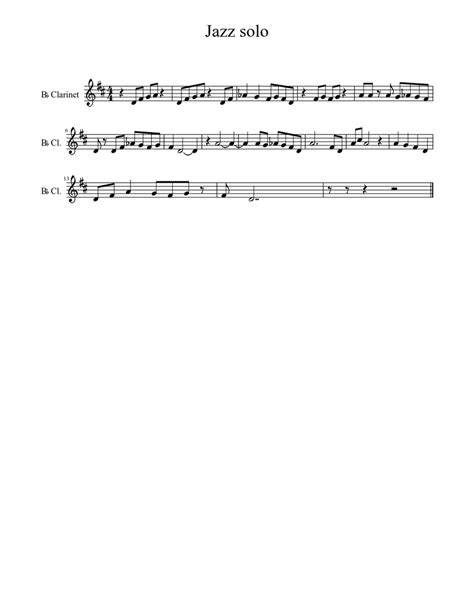 Jazz Solo Sheet Music For Clarinet Solo