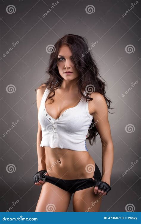 Tanned Fitness Instructor Posing Looking At Camera Stock Image Image
