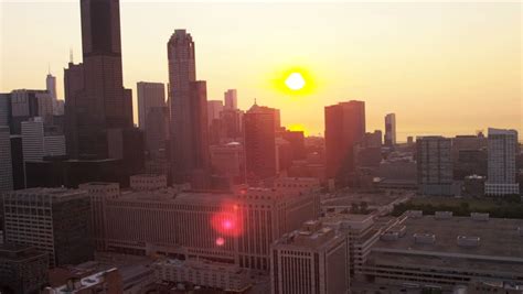 Aerial Sunrise Cityscape View Chicago Skyline Downtown Lake Shore Drive