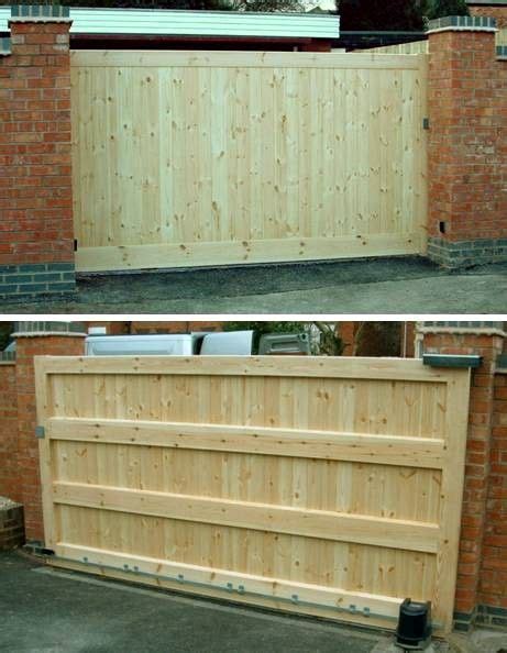 These gates slide parallel with the fence line using a track and wheel system. Diy Sliding Wood Fence Gate - WoodWorking Projects & Plans | Driveway gate, Wood fence gates ...