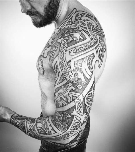 The holy tree is evergreen and is covered in moist white loam. Neo Nordic tattoo sleeve | Viking tattoo sleeve ...
