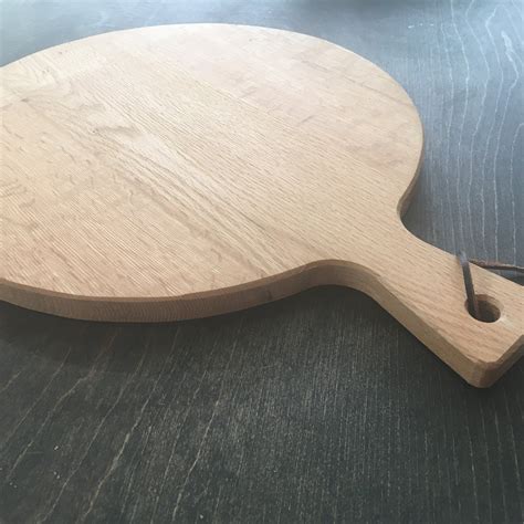 Large Round Oak Hand Crafted Cutting Board With Handle