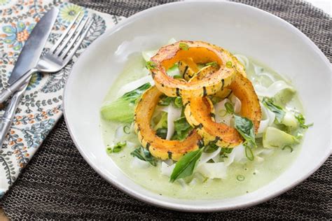 Recipe Rice Noodles And Coconut Matcha Broth With Delicata Squash Bok