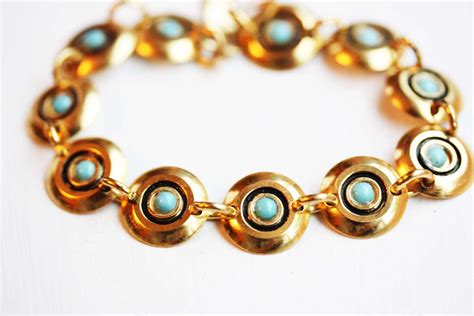 Turquoise Cleopatra Bracelet 24 00 Via Etsy Turquoise Bead Bracelet Gold Bracelet Chain