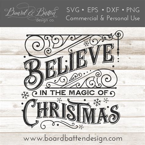 Vintage Believe In The Magic Of Christmas Svg File Board And Batten