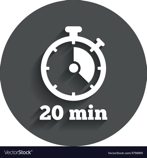 Timer Sign Icon 20 Minutes Stopwatch Symbol Vector Image