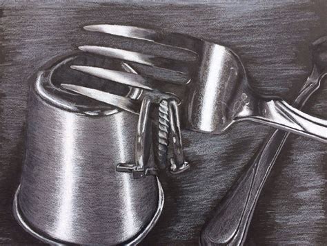 Metal Objects Is Drawn With Colored Pencil On Black Paper Cool