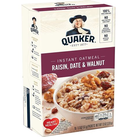 Quaker Instant Oatmeal Raisin Date And Walnut 13 Oz