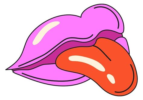Premium Vector Female Mouth Sticker Comic Woman Lips With Tongue Out