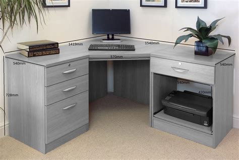 Small Office Corner Desk Set With 31 Drawers And Printer Shelf Beech