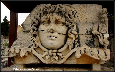 Medusas Head Carved On To A Base Of The Temple Of Apollo At Didyma