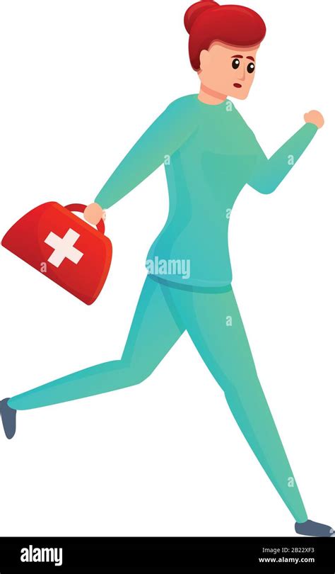 Nurse Running With First Aid Kit Icon Cartoon Of Nurse Running With