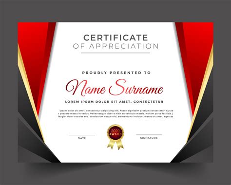 Certificate Of Appreciation Luxury Red Theme Template Design