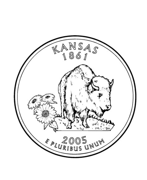 50 state and district of columbia and u.s. Kansas State Quarter Coloring Page | Hometown Gal | Pinterest