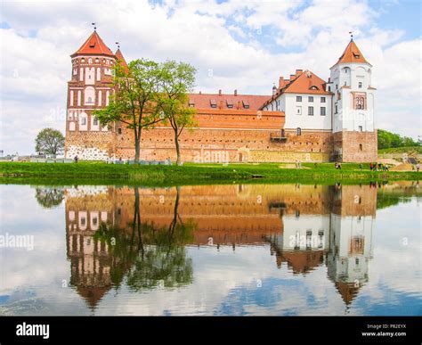 Mir Belarus Castle Complex Mir On Sunny Day With Blue Sky Background