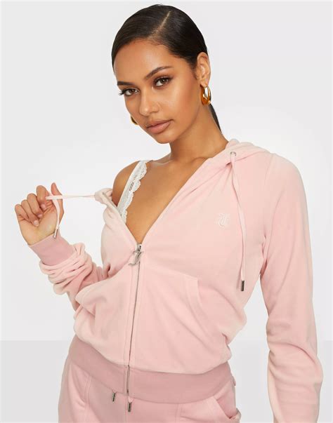 Buy Juicy Couture Robertson Classic Velour Zip Trough Hoodie Pale Pink
