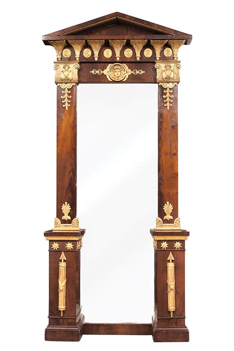Swedish Neoclassical Mahogany And Parcel Gilt Pier Mirror Attributed To