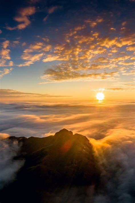 Mountains Clouds Sun View Beautiful Nature Above The Clouds Nature