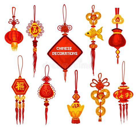 Chinese New Year Ornament Icon Of Lantern And Coin Stock Vector