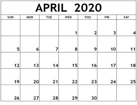 Blank April 2020 Calendar Calendar Printables Free Printable