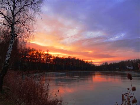 Panoramio Photo Of Winter Sunset At A Frozen Pond