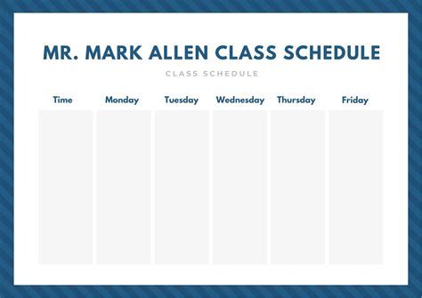 Blue Stripes Simple Class Schedule Templates By Canva