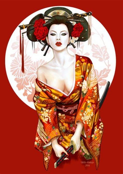 Image Geisha Drawing Geisha Artwork Samurai Artwork Asian Artwork
