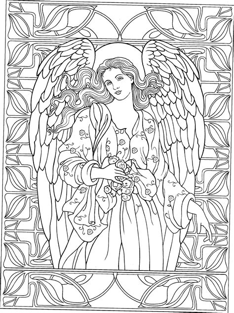 Remarkable Angel Coloring For Adults Inspirations Angel Coloring Page