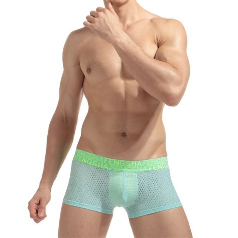 New 2018 Summer Men Sexy Quick Dry Mesh Breathable Boxer Underwear Ice