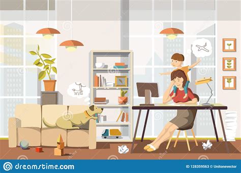 Get the right work from home job with ttec jobs. Working Mother. Vector Illustration. Stock Vector ...