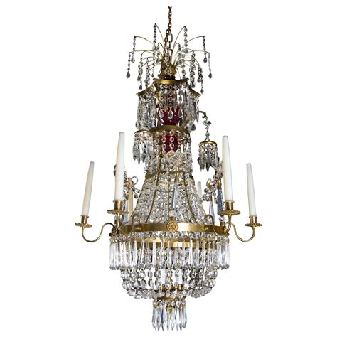 Russian Neoclassical Cut Glass Cobalt Blue Glass Chandelier Or Lantern