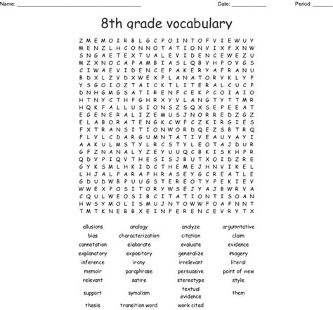 8th Grade Vocabulary Word Search Word — Db