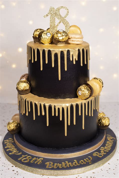 Black And Gold Drip Cake Cakey Goodness Golden Birthday Cakes