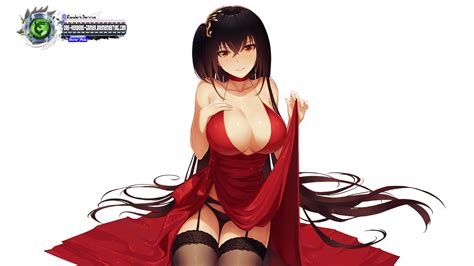 Azur Lanetaihou Pure Red Dresss Sexy Render Ors Anime