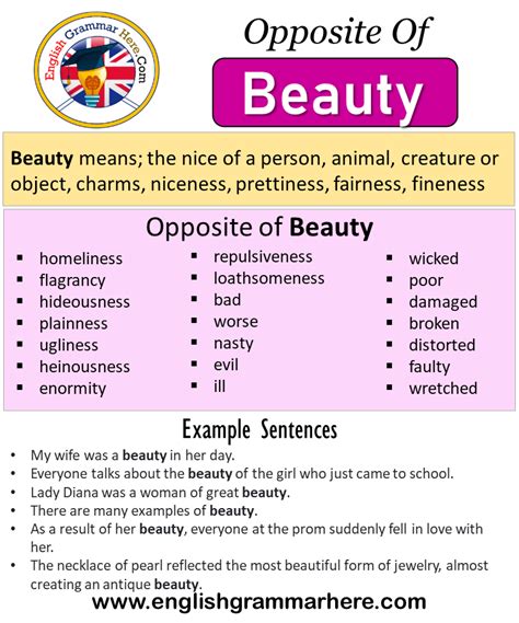 Opposite Of Beauty Antonyms Of Beauty Meaning And Example Sentences