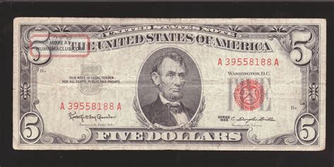1963 5 United States Note Circulated Usa