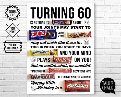 60th birthday printable candy poster birthday instant download etsy candy poster birthday