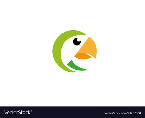 Parrot Bird Head Yellow Beak Logo Design Vector Image