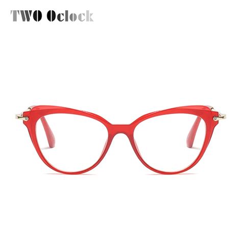 two oclock cat eye glasses women vintage ladies eyeglasses frame prescription optical frames red