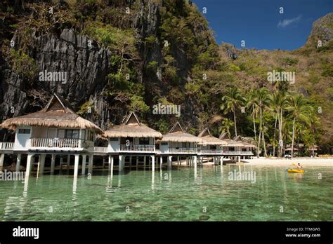 Philippines Palawan El Nido Miniloc Island Resort Bacuit Bay In The South China Sea Stock