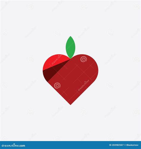 Heart Shape Apple Logo Icon Symbol Element Stock Vector Illustration