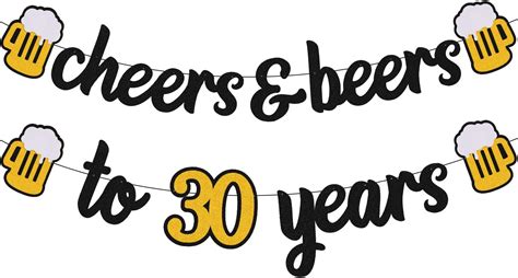 Cheers 30 Years Banner 30th Birthday Decorations For Men