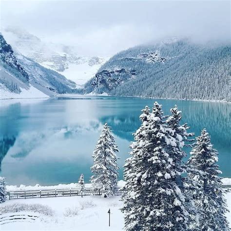 Serene Winter Scene At Lake Louise Banff National Park Canada