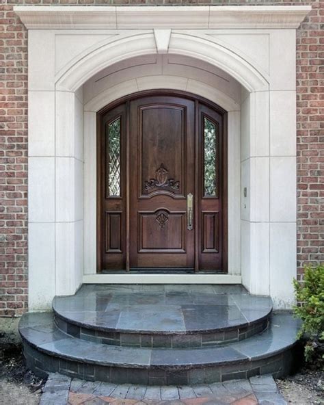 Great Front House Decorating Idea With Awesome Dark Wood Entry Door
